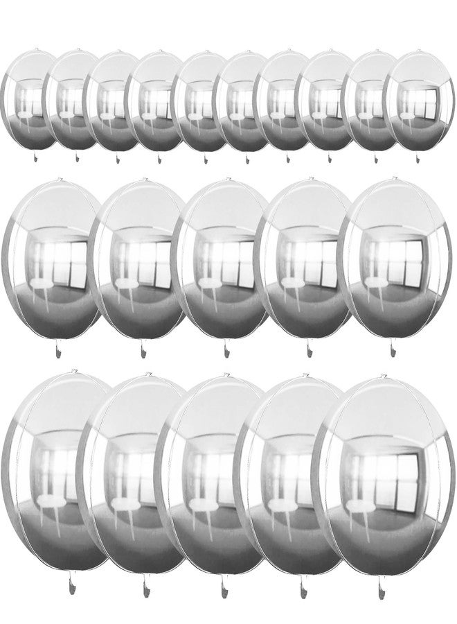 TONIFUL 16Pcs Large Silver 4D Giant Round Foil Balloon 4D Mirror Metallic Mylar Sephere Balloons for Christmas New Year Birthday Party Graduation Wedding Baby Shower Decoration Supplies(Mix Sizes) - Image 1